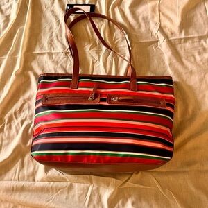 NWT Bueno Large Tote/Purse Orange,pink,green,blue stripe